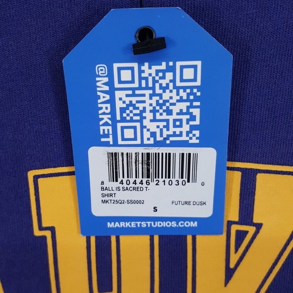 MARKET STUDIO Shirt Mens Small Blue Purple Pullover Crew Sacred Basketball Tee - Picture 2 of 8
